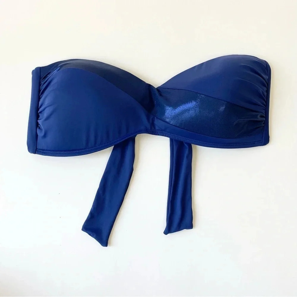Sz. XL Mynah blue Bandeau Bikini Top‎ (RR8)